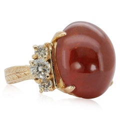 Stunning 18K Yellow Gold Ring with 21.54 ct Natural Garnet NGI Certificate