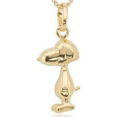 Stunning 18k Yellow Gold Snoopy Necklace