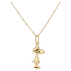 Stunning 18k Yellow Gold Snoopy Necklace