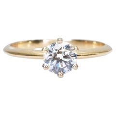 Stunning 18k Yellow Gold Solitaire Ring w/ 0.90 Ct Natural Diamonds, AIG Cert
