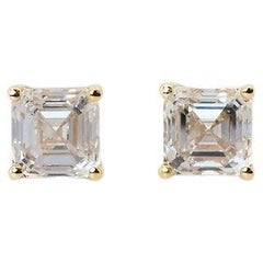 Clous d'oreilles étonnants en or jaune 18 carats avec 2,02 carats de diamants naturels certifiés IGI