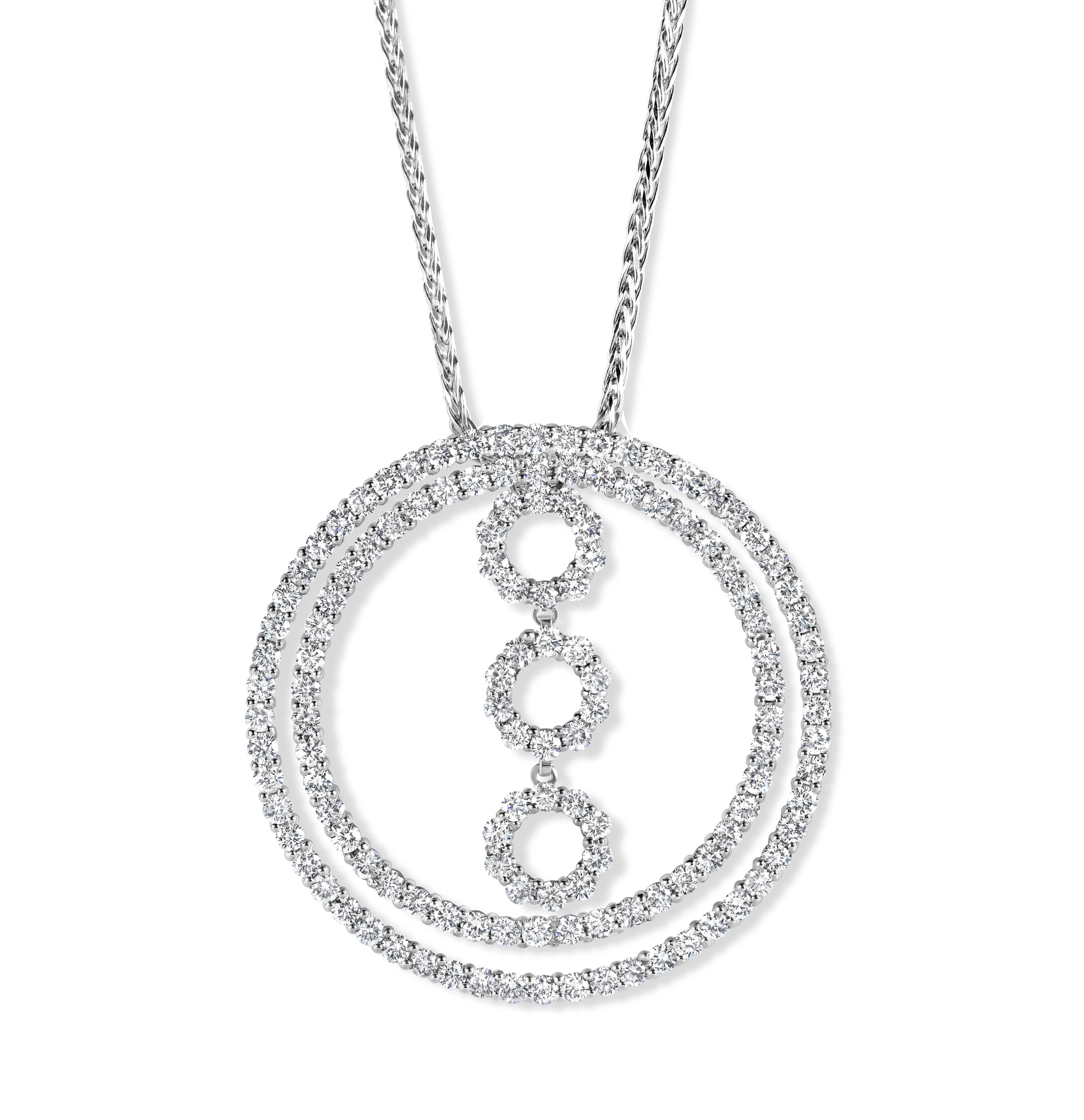 Artisan Stunning 18 Karat White Gold 6.73 Carat Diamond Pendant with a Thick Chain For Sale