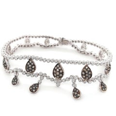 Atemberaubendes Armband aus 18 Karat Weißgold mit 3 Karat Weiß und 1,10 Karat Cognac-Diamanten