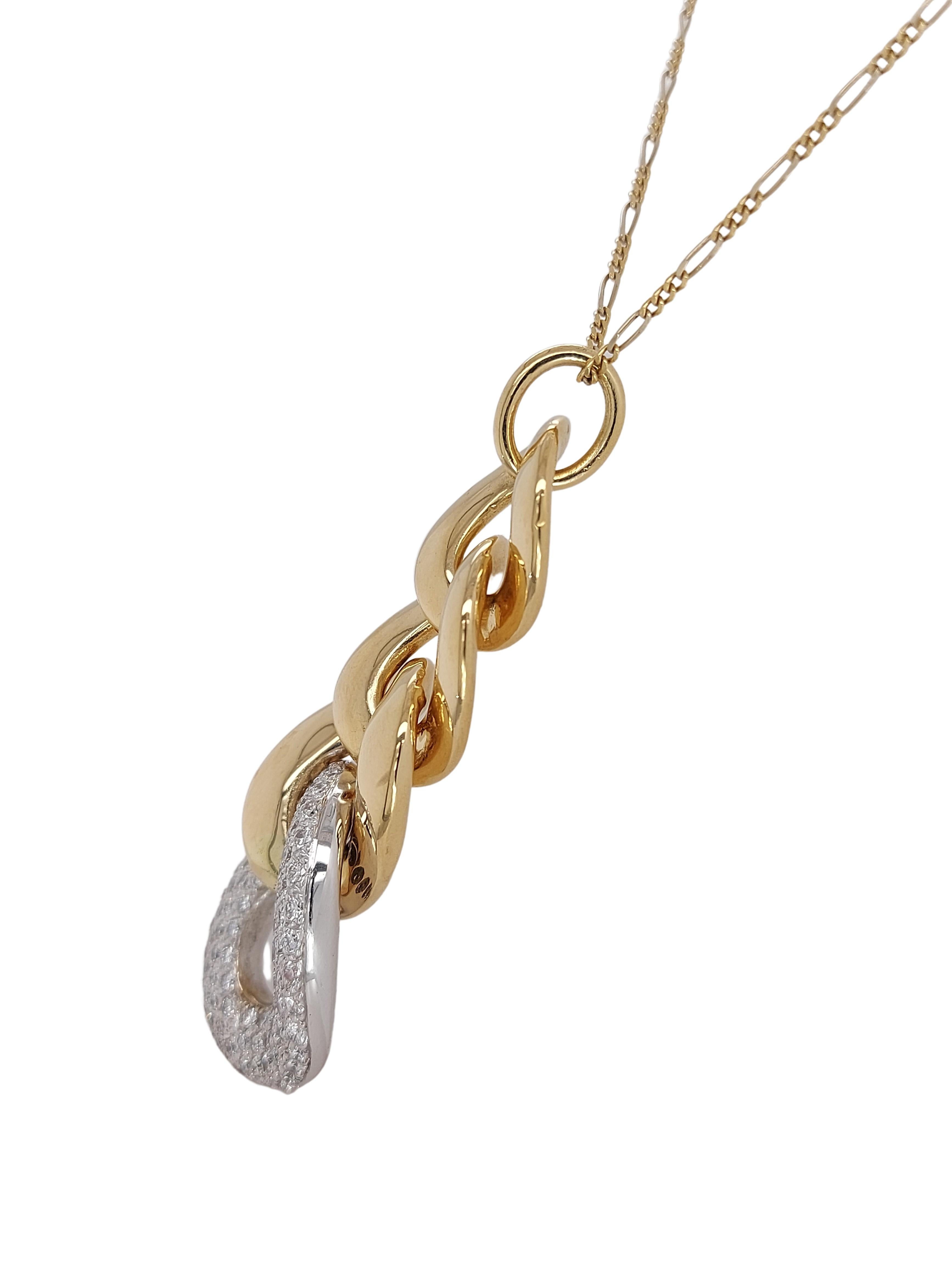 Artisan Stunning 18kt Yellow & White Gold Diamond Pendant/ Necklace with 2.6ct Diamonds For Sale