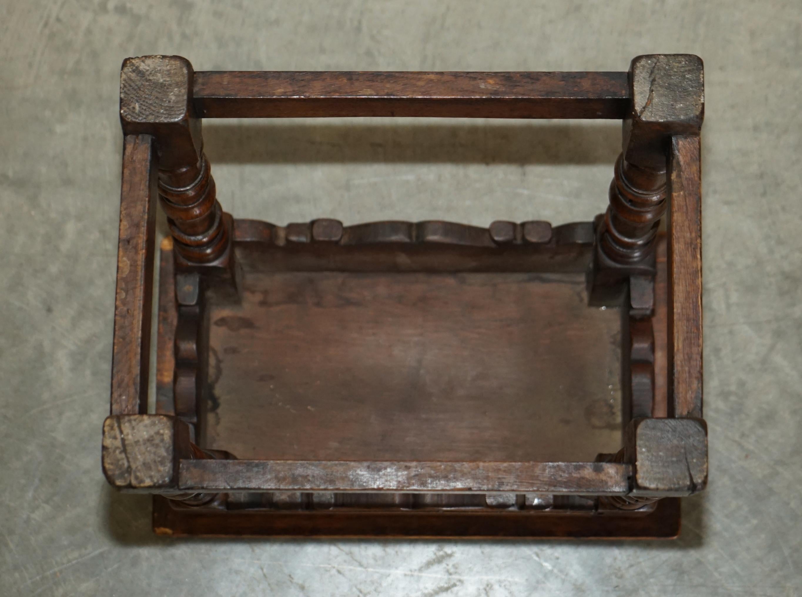 Stunning 18th Century circa 1760 English Oak Jointed Stool or Side End Table For Sale 10