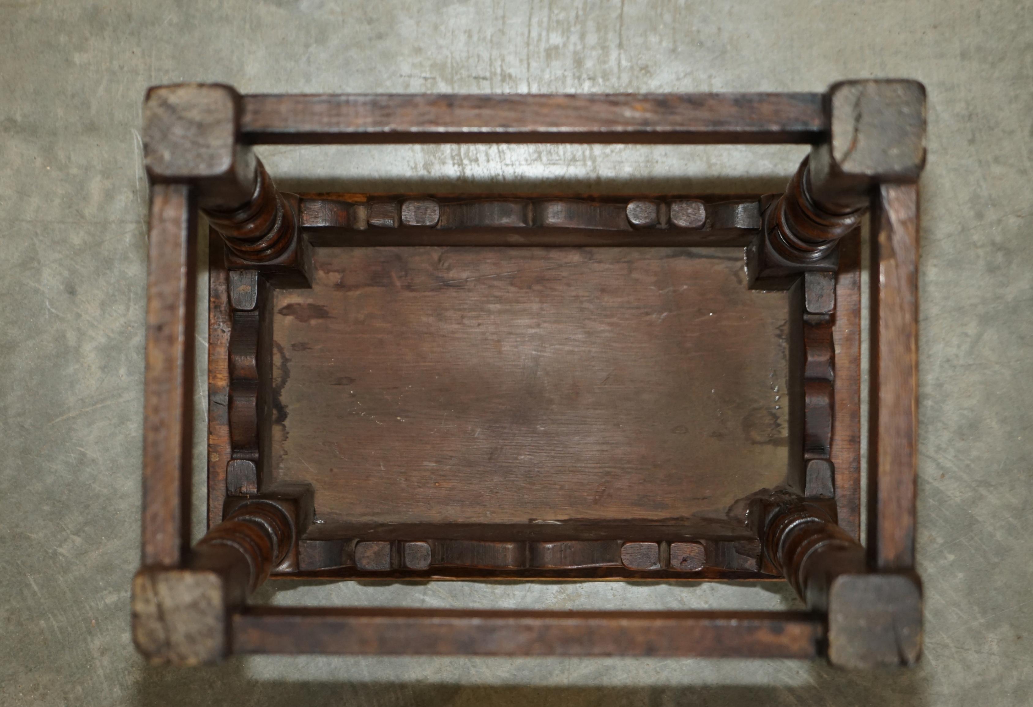 Stunning 18th Century circa 1760 English Oak Jointed Stool or Side End Table For Sale 11