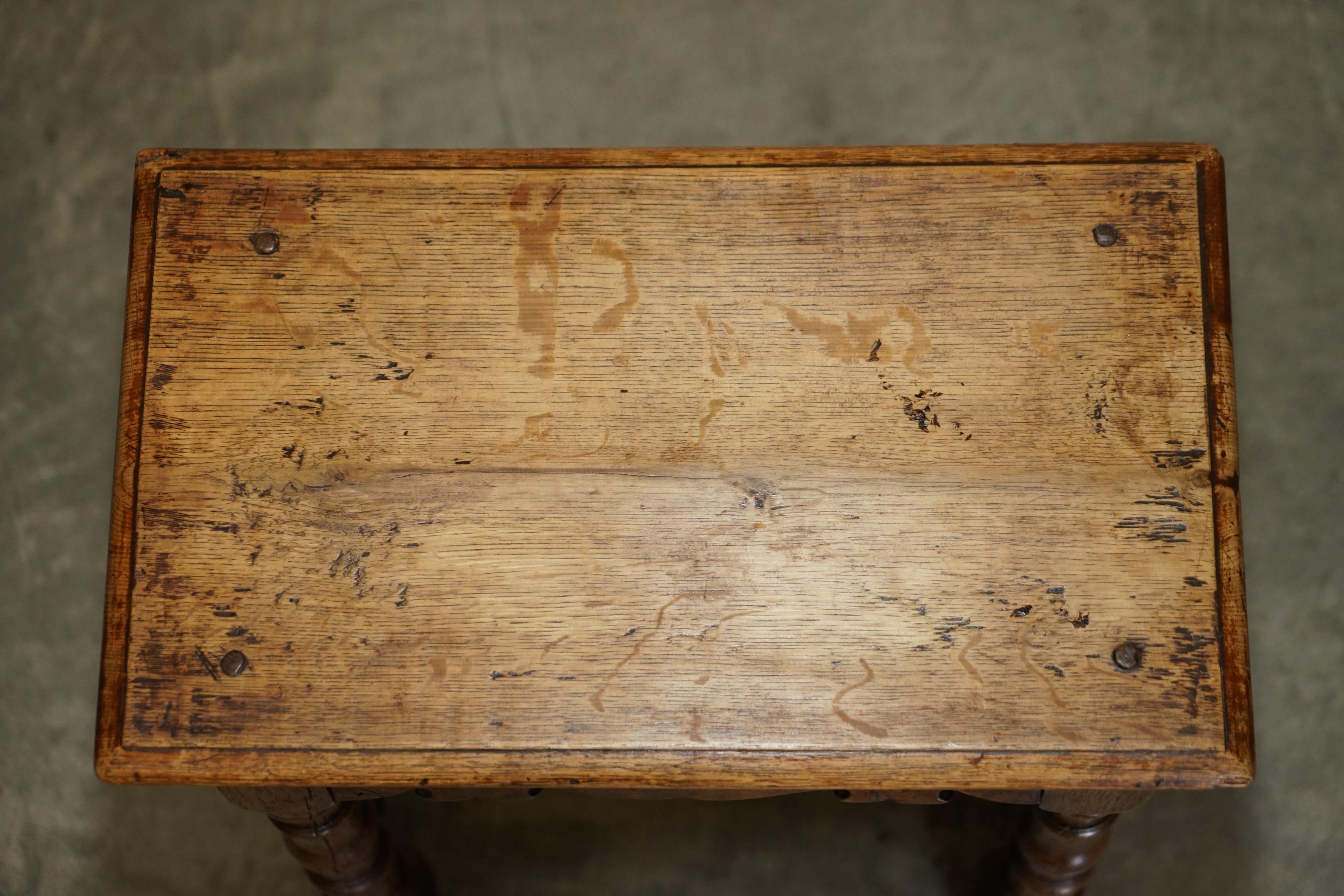 Stunning 18th Century circa 1760 English Oak Jointed Stool or Side End Table For Sale 3