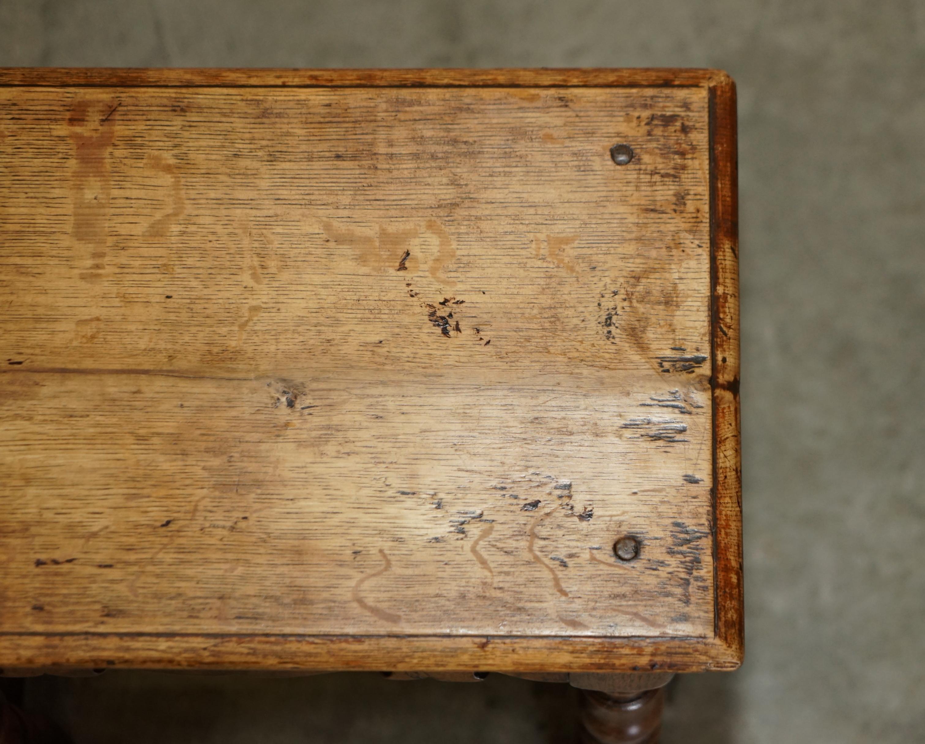 Stunning 18th Century circa 1760 English Oak Jointed Stool or Side End Table For Sale 4