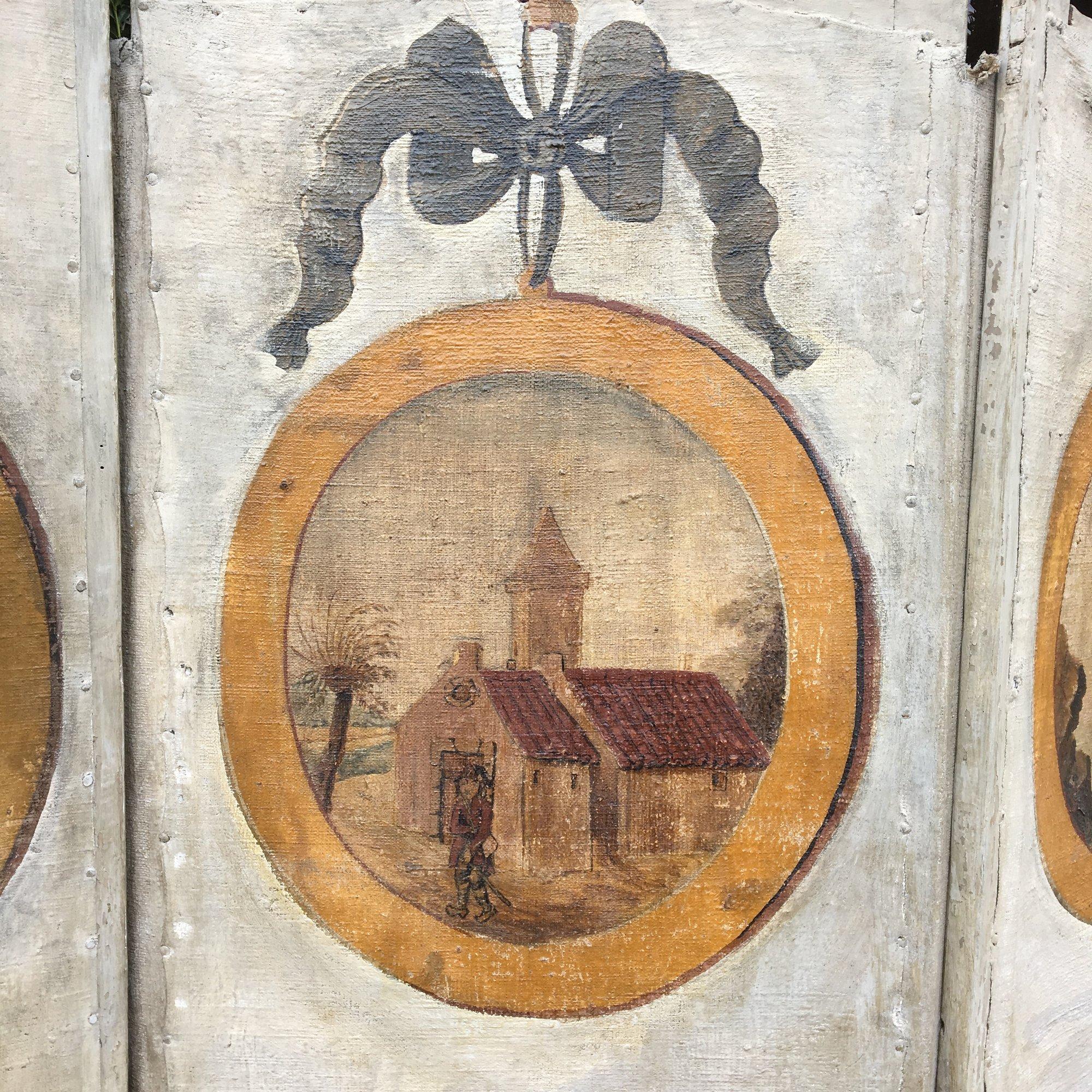 Stunning 18th Century French Provincial Oil on Canvas 6-Panel Screen 1