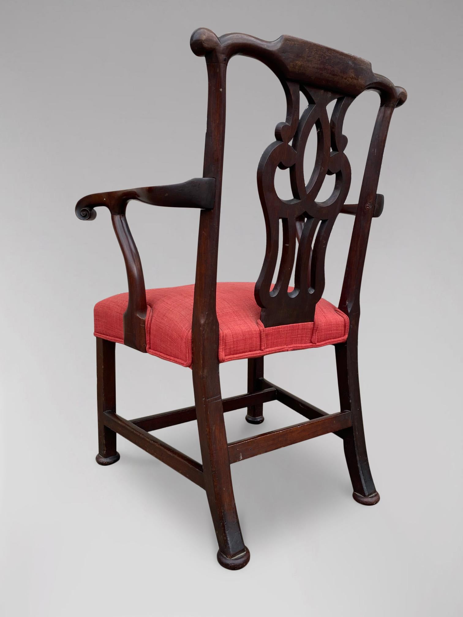 Hand-Carved Stunning 18th Century George III Period Mahogany Chippendale Armchair For Sale