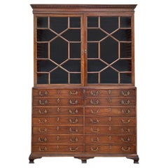 Retro Stunning 18th Century George III Period Mahogany Secretaire Library Bookcase