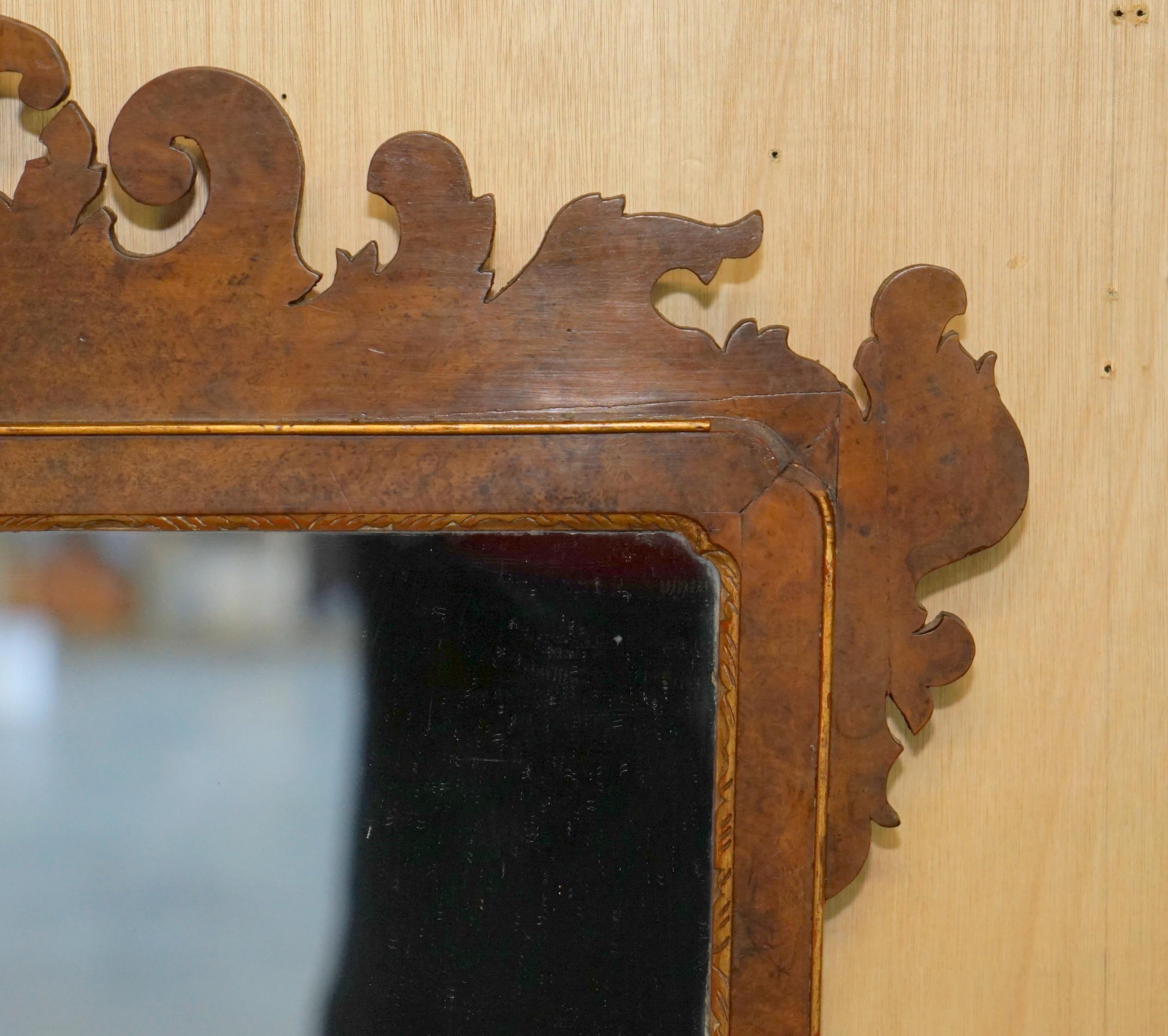 Mirror STUNNiNG 18TH CENTURY GEORGIAN STYLE BURR WALNUT MIRROR CIRCA 1860 GILTWOOD For Sale