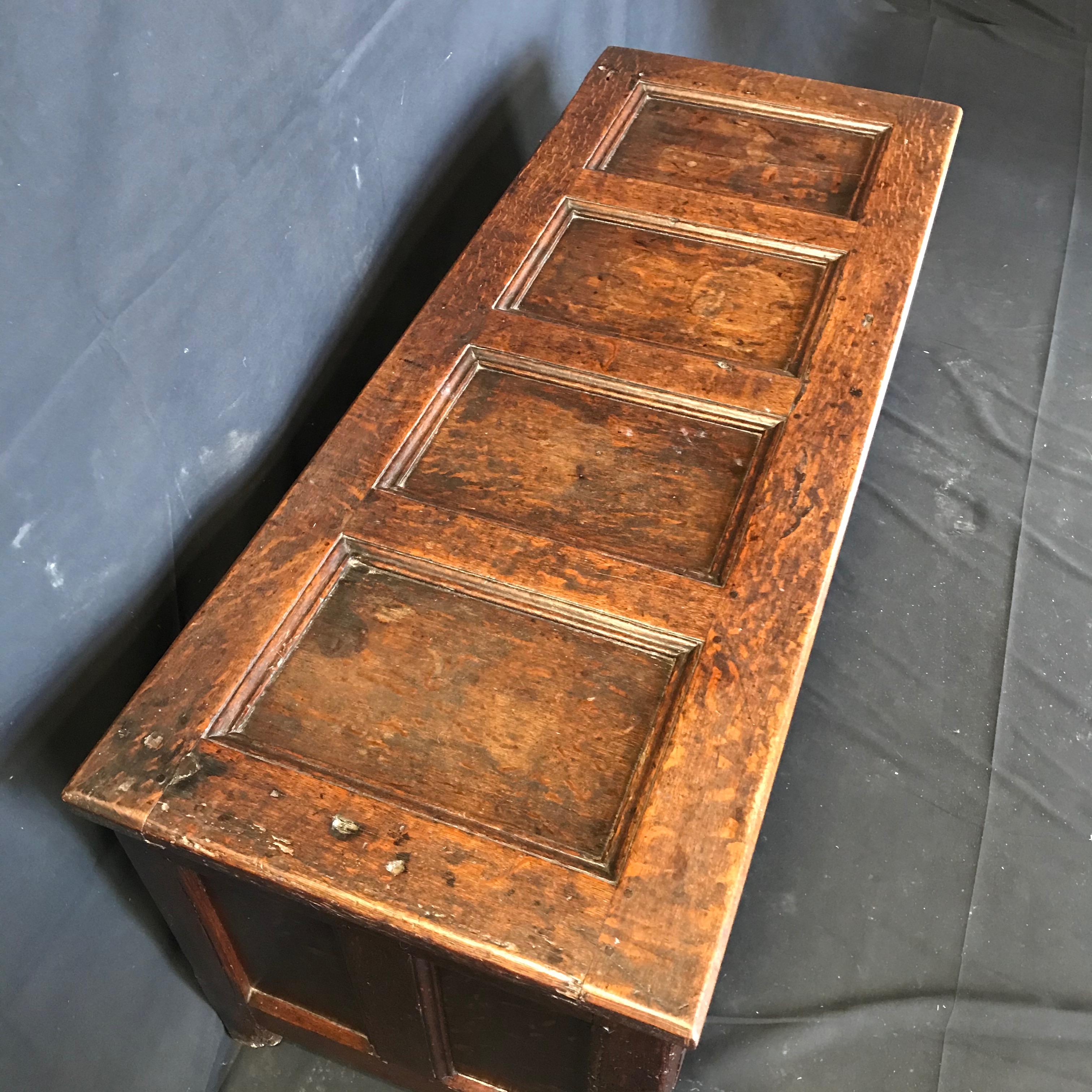 Stunning 18th Century Highly Carved Paneled French Coffer Chest For Sale 1