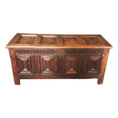 Antique Stunning 18th Century Highly Carved Paneled French Coffer Chest