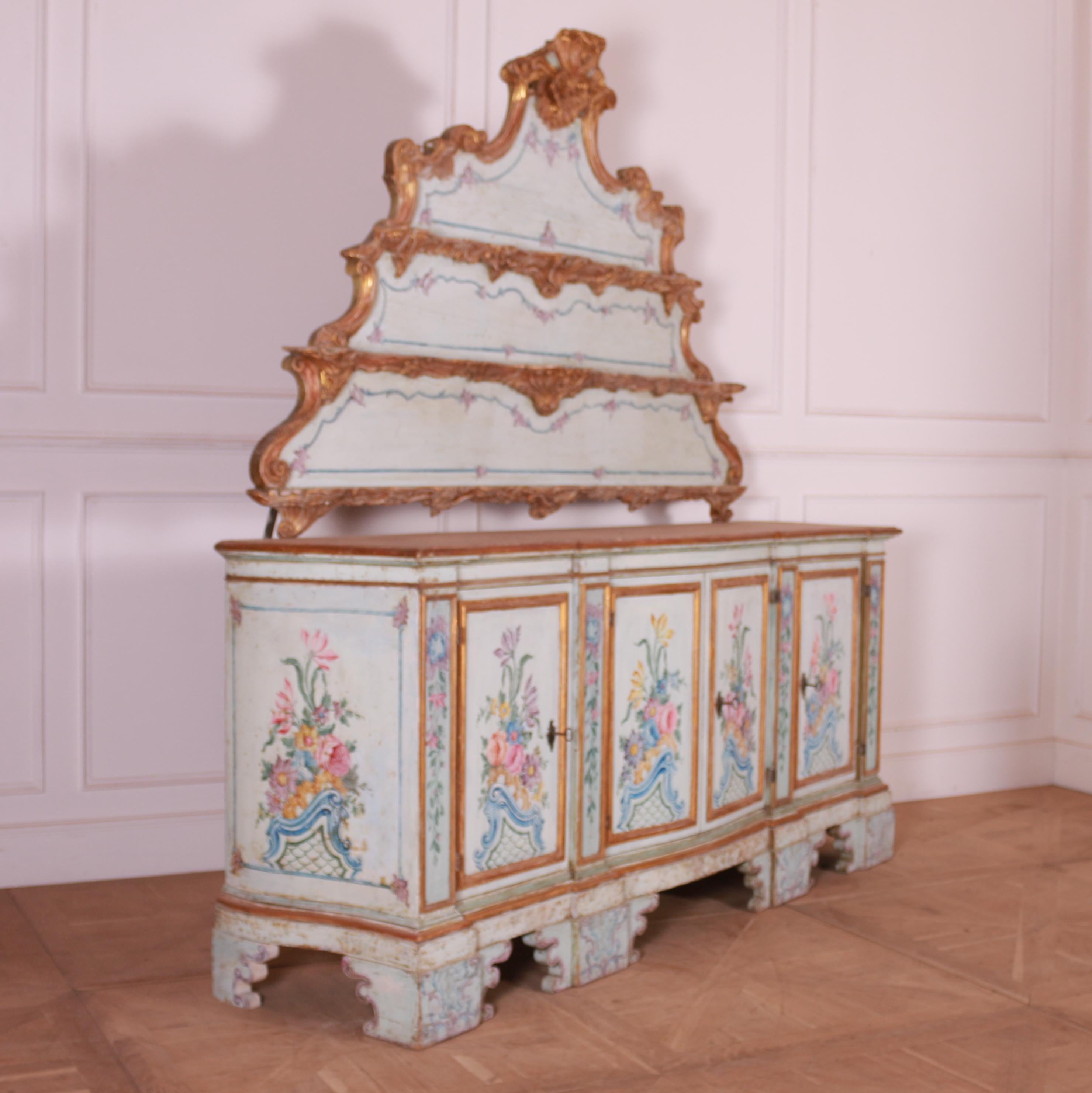 Stunning 18th Century Original Painted Italian Sideboard For Sale 5