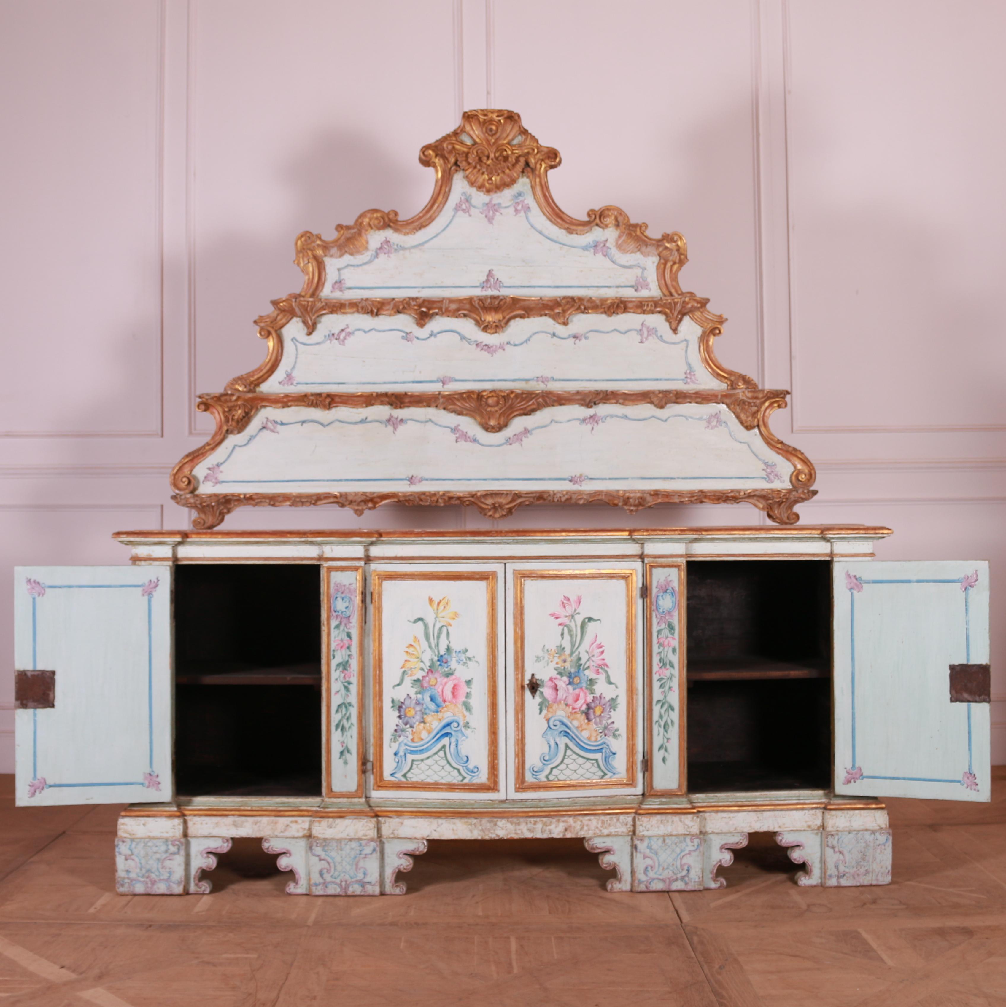 Stunning 18th Century Original Painted Italian Sideboard For Sale 8
