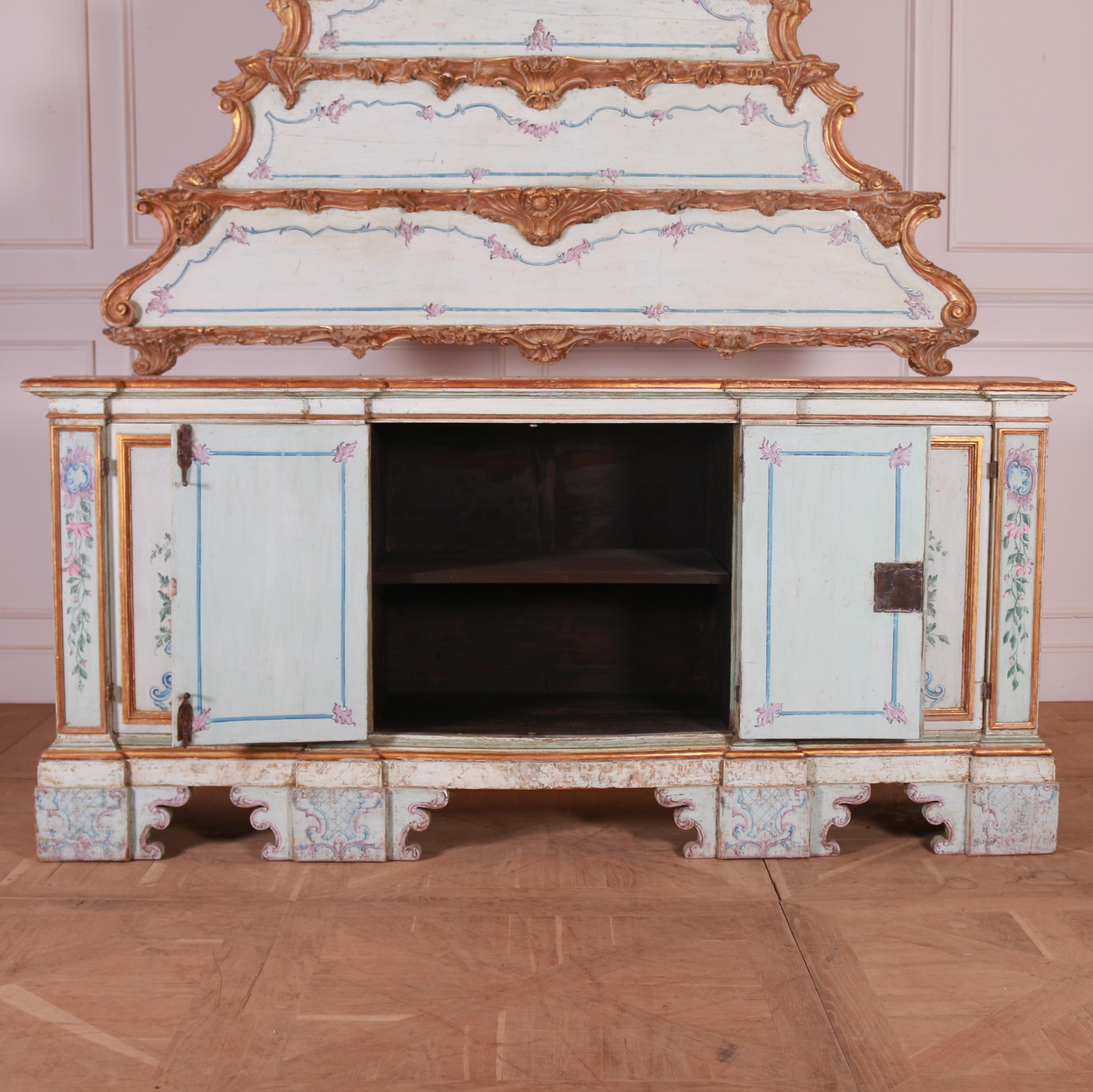 Stunning 18th Century Original Painted Italian Sideboard For Sale 9