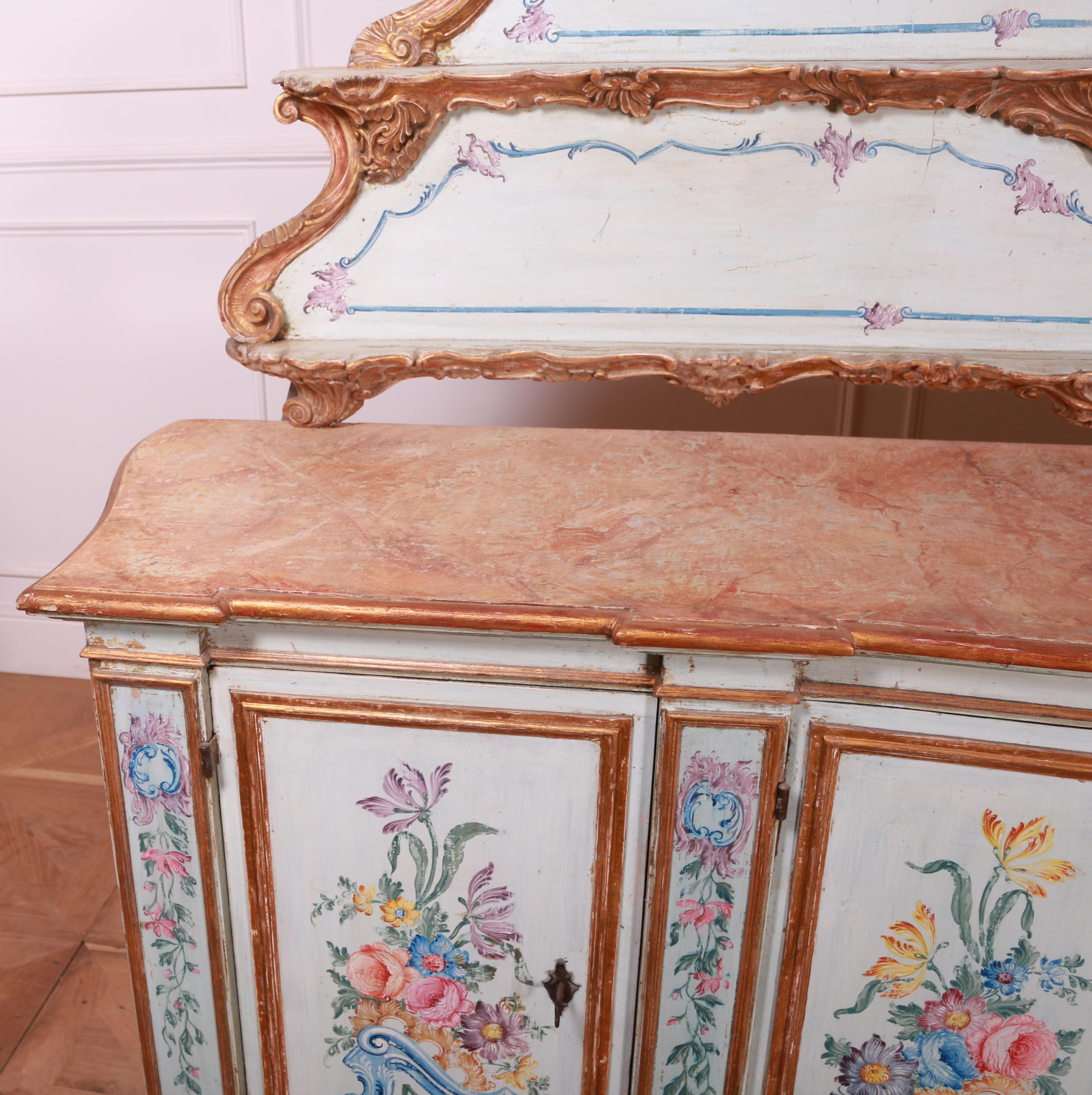Stunning 18th Century Original Painted Italian Sideboard For Sale 11