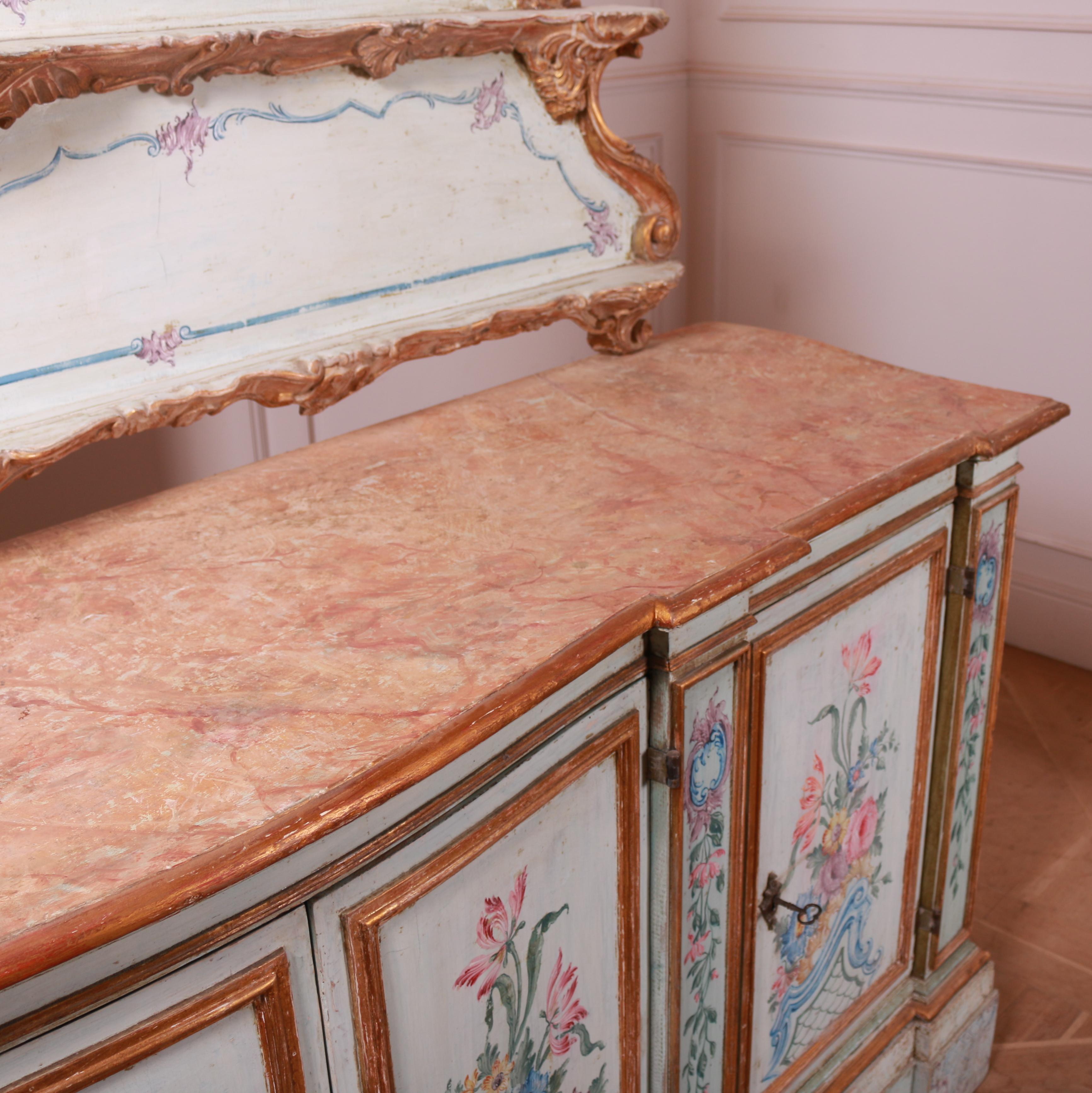 Stunning 18th Century Original Painted Italian Sideboard For Sale 12