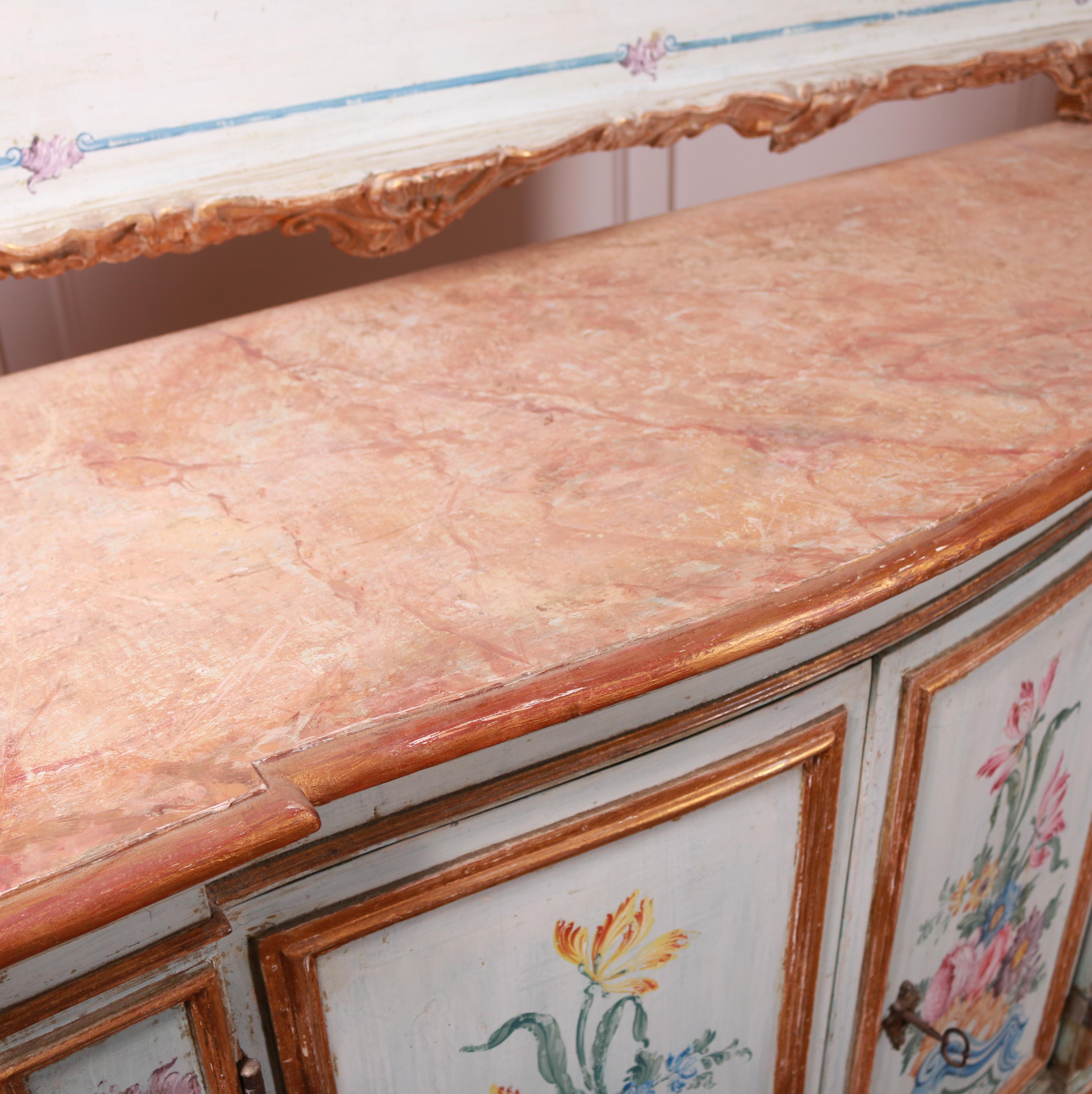 Stunning 18th Century Original Painted Italian Sideboard For Sale 13