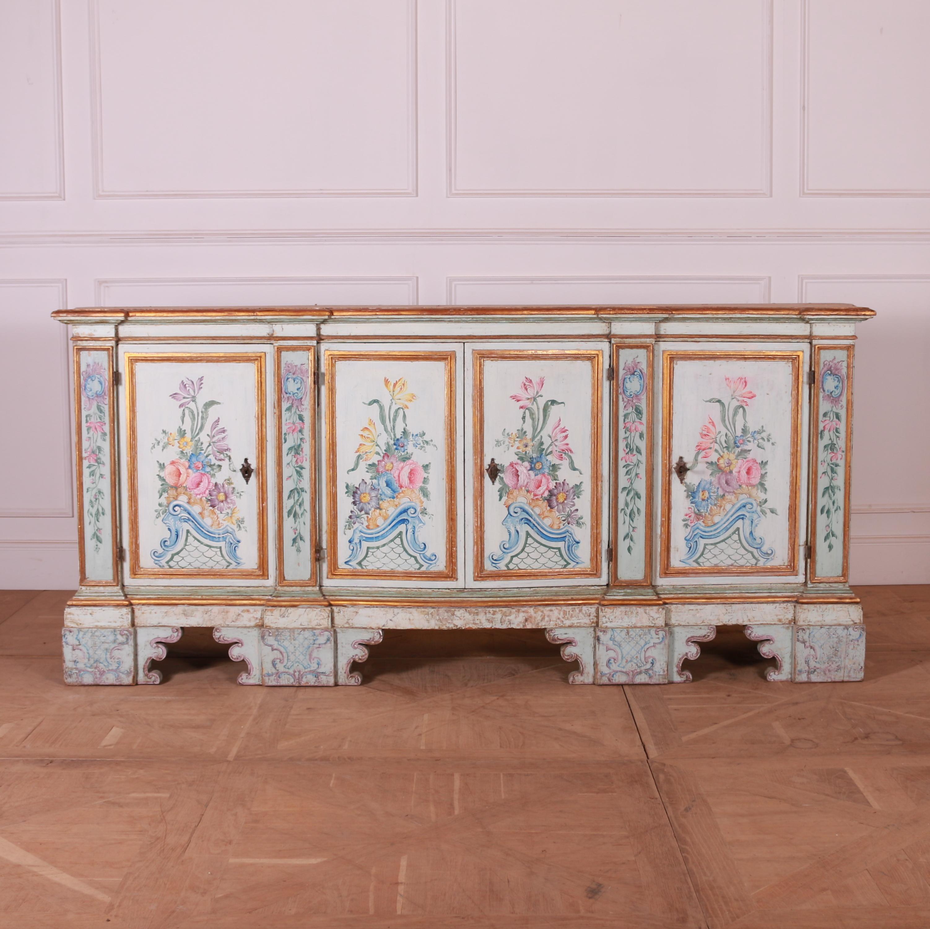 Stunning 18th Century Original Painted Italian Sideboard For Sale 14
