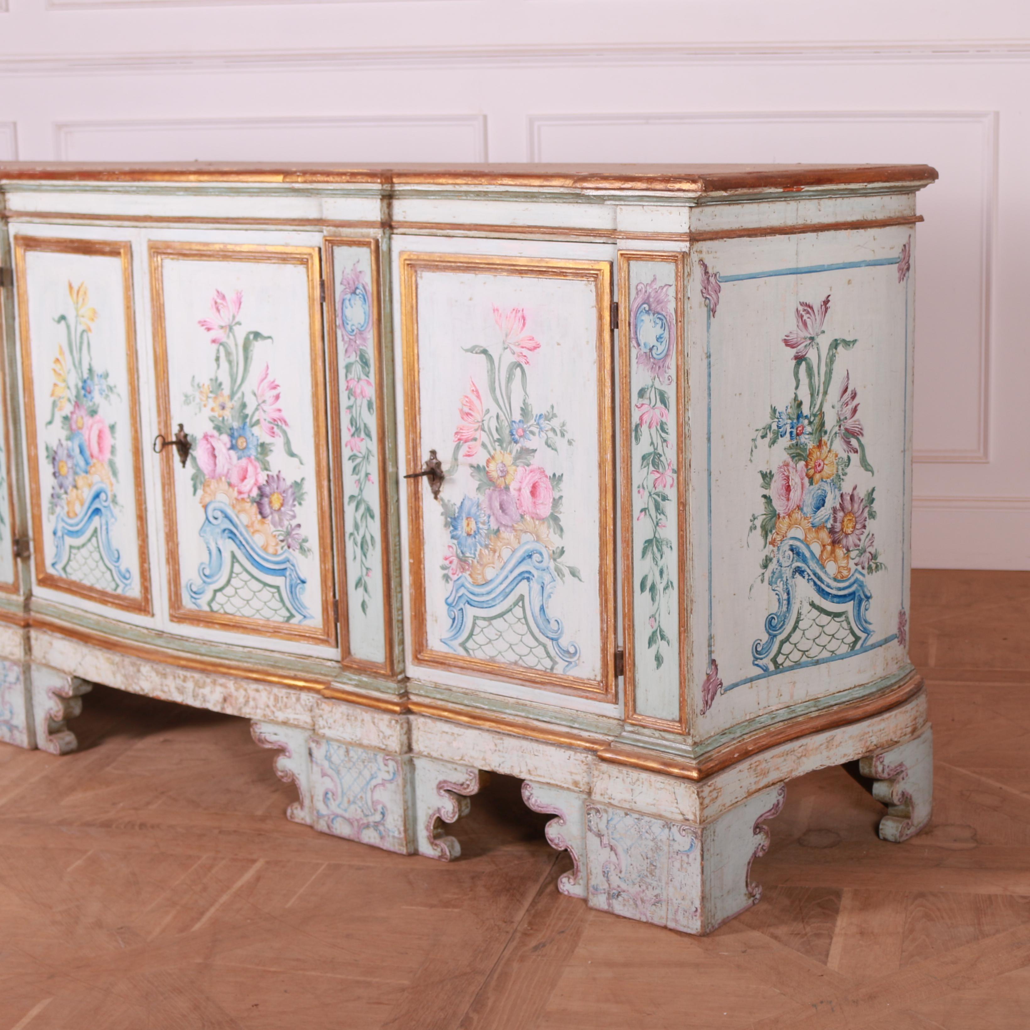 Stunning 18th Century Original Painted Italian Sideboard For Sale 15