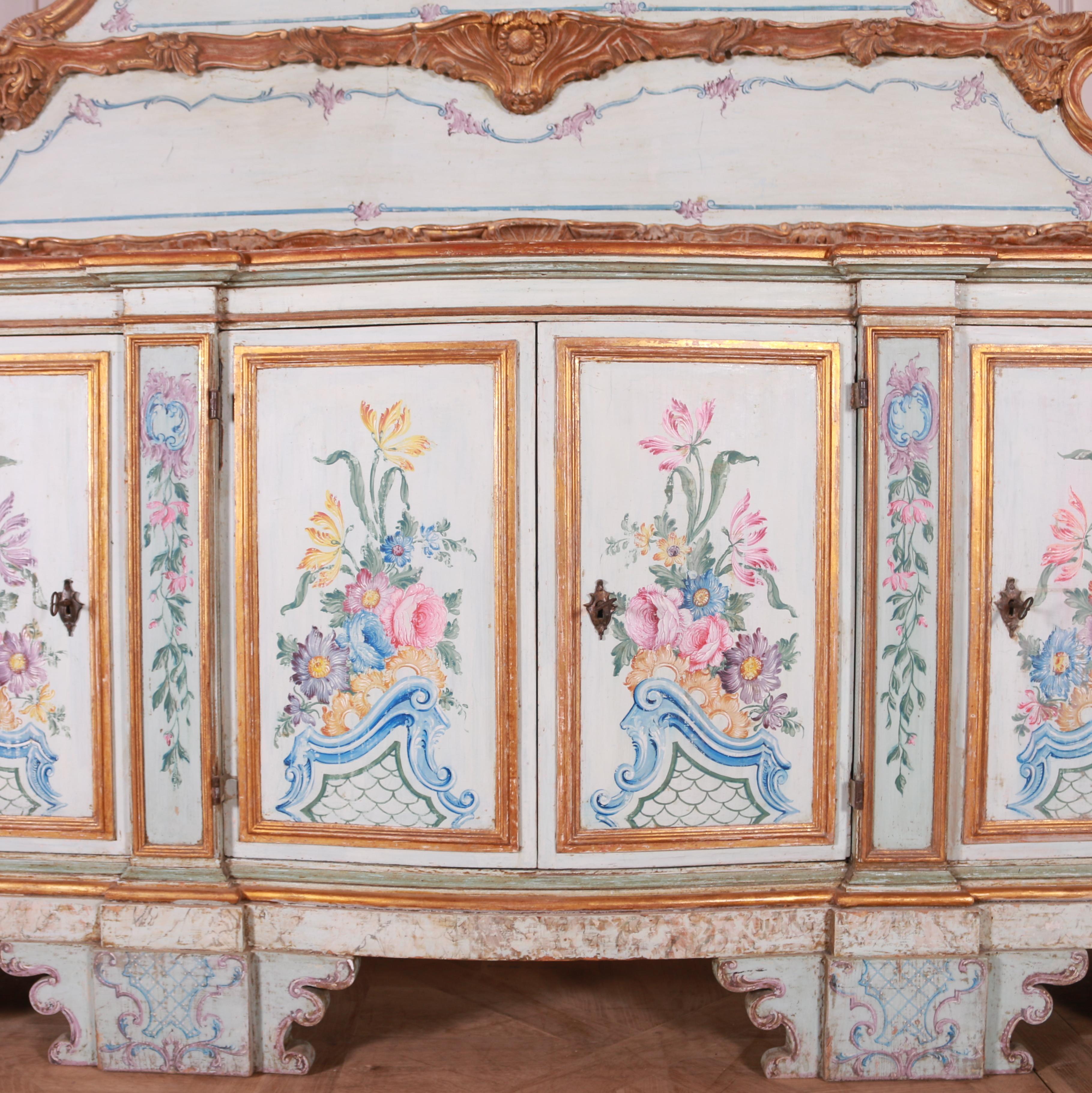 18th Century and Earlier Stunning 18th Century Original Painted Italian Sideboard For Sale