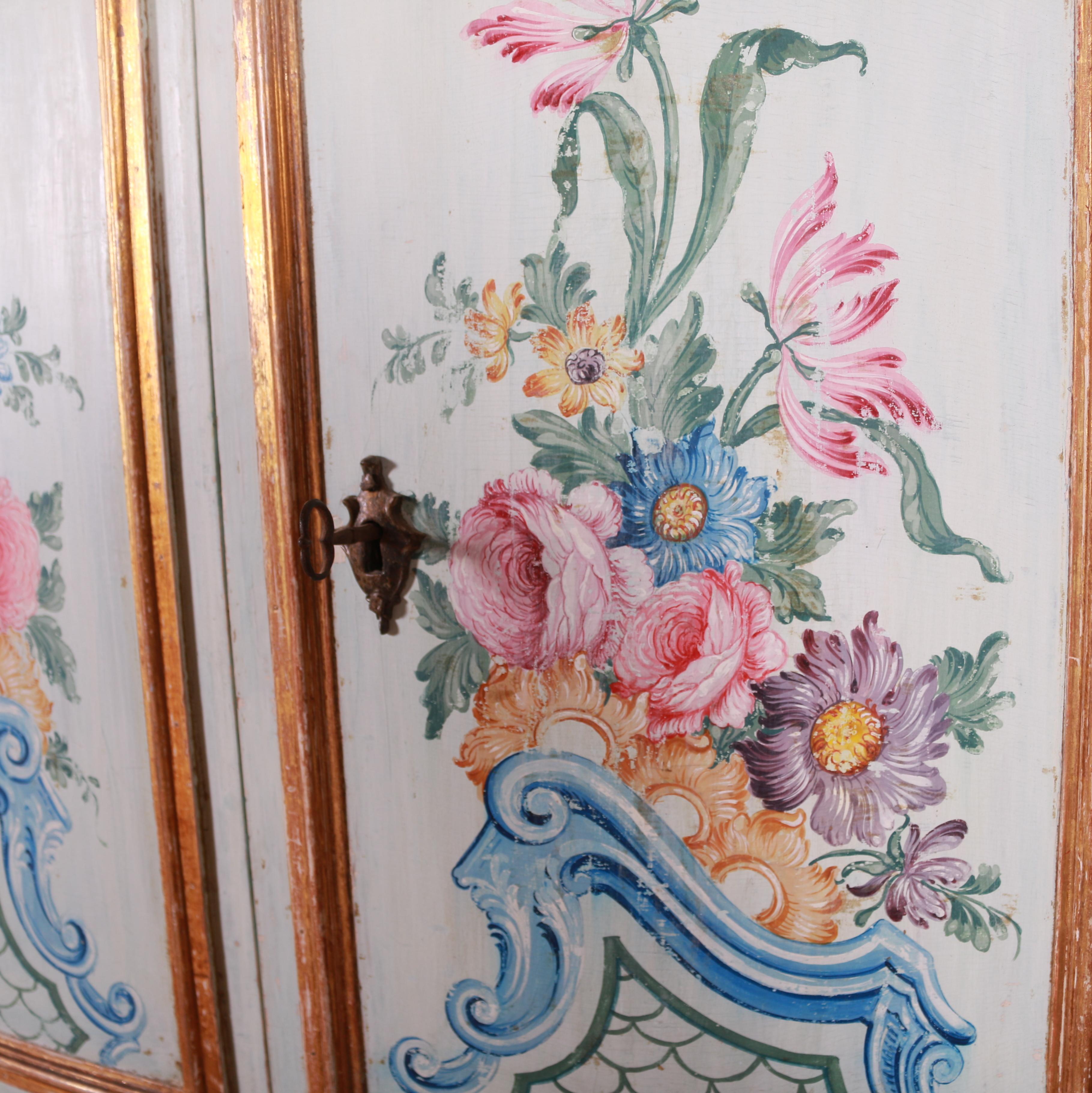 Wood Stunning 18th Century Original Painted Italian Sideboard For Sale