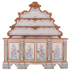 Antique Stunning 18th Century Original Painted Italian Sideboard