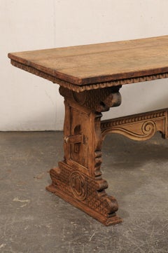Stunning 18th Century Italian Trestle Table w/Nicely Carved Details