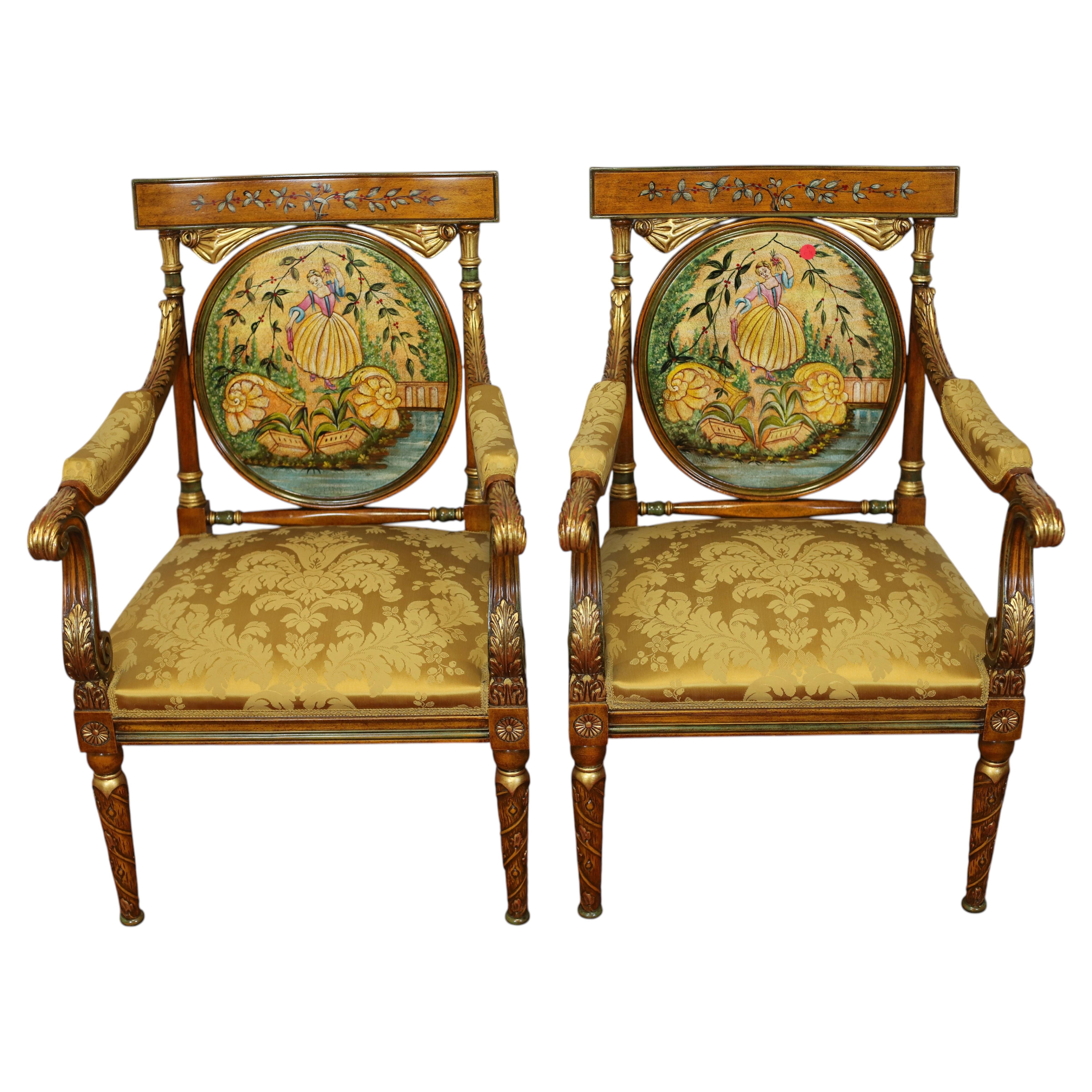 Stunning 18th Century Venetian Style Open Armchairs