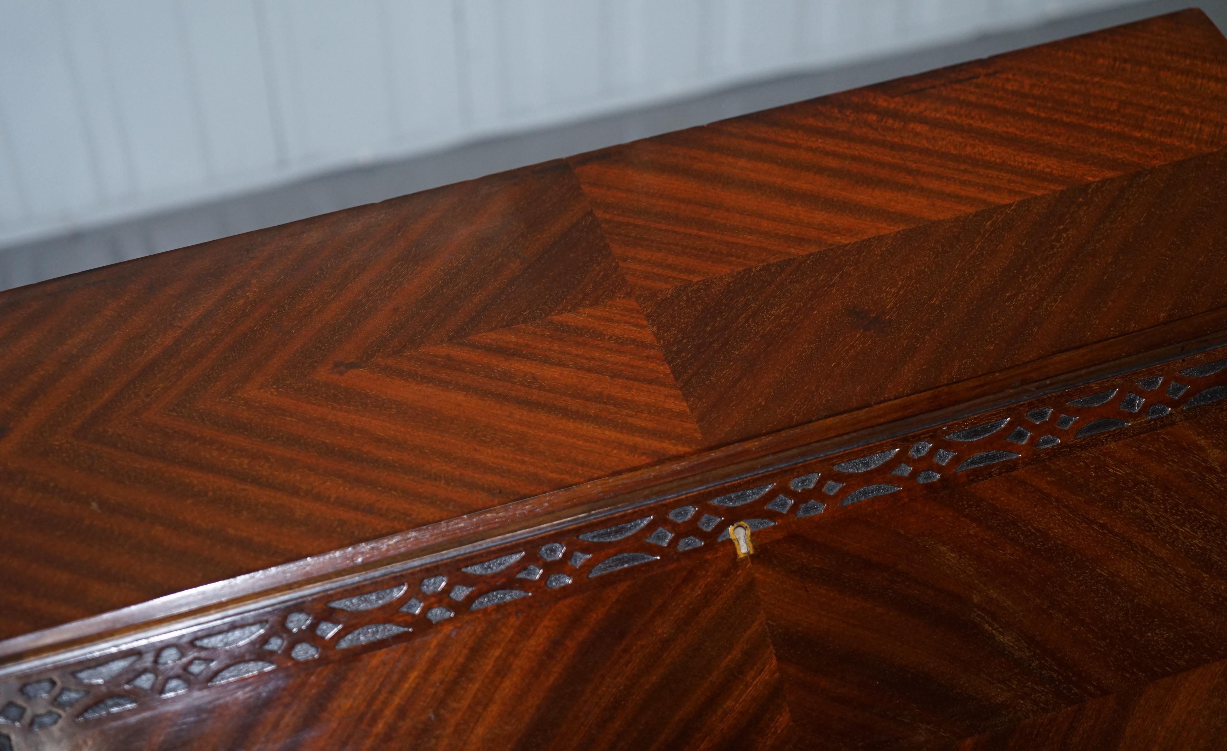 Stunning 1900 Hardwood Chippendale Drop Front Bureau Desk Lovely Timber Patina 4