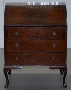 Stunning 1900 Hardwood Chippendale Drop Front Bureau Desk Lovely Timber Patina