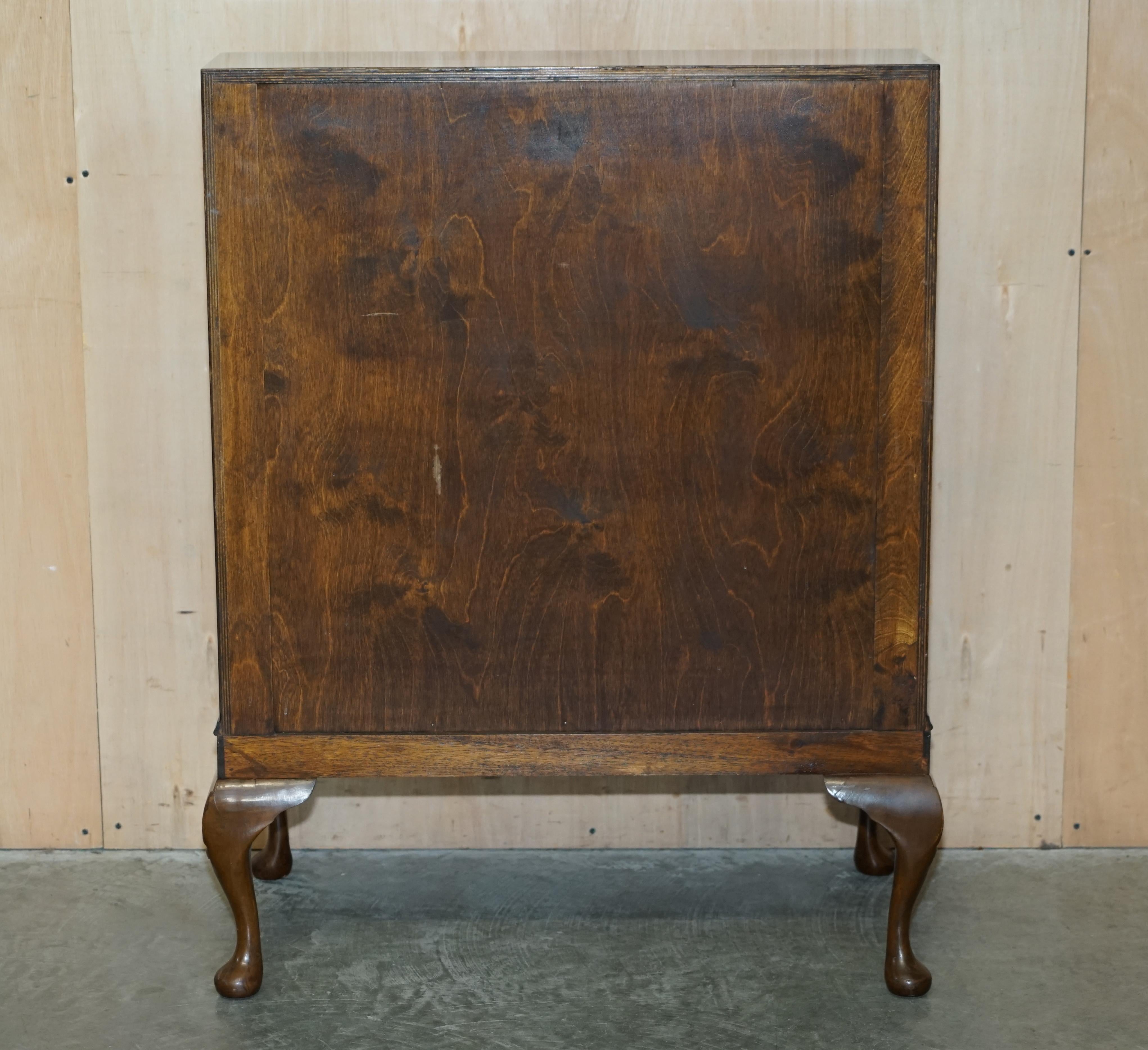 Stunning 1900s Burr & Burl Walnut Drop Front Bureau Desk Lovely Timber Patina For Sale 7