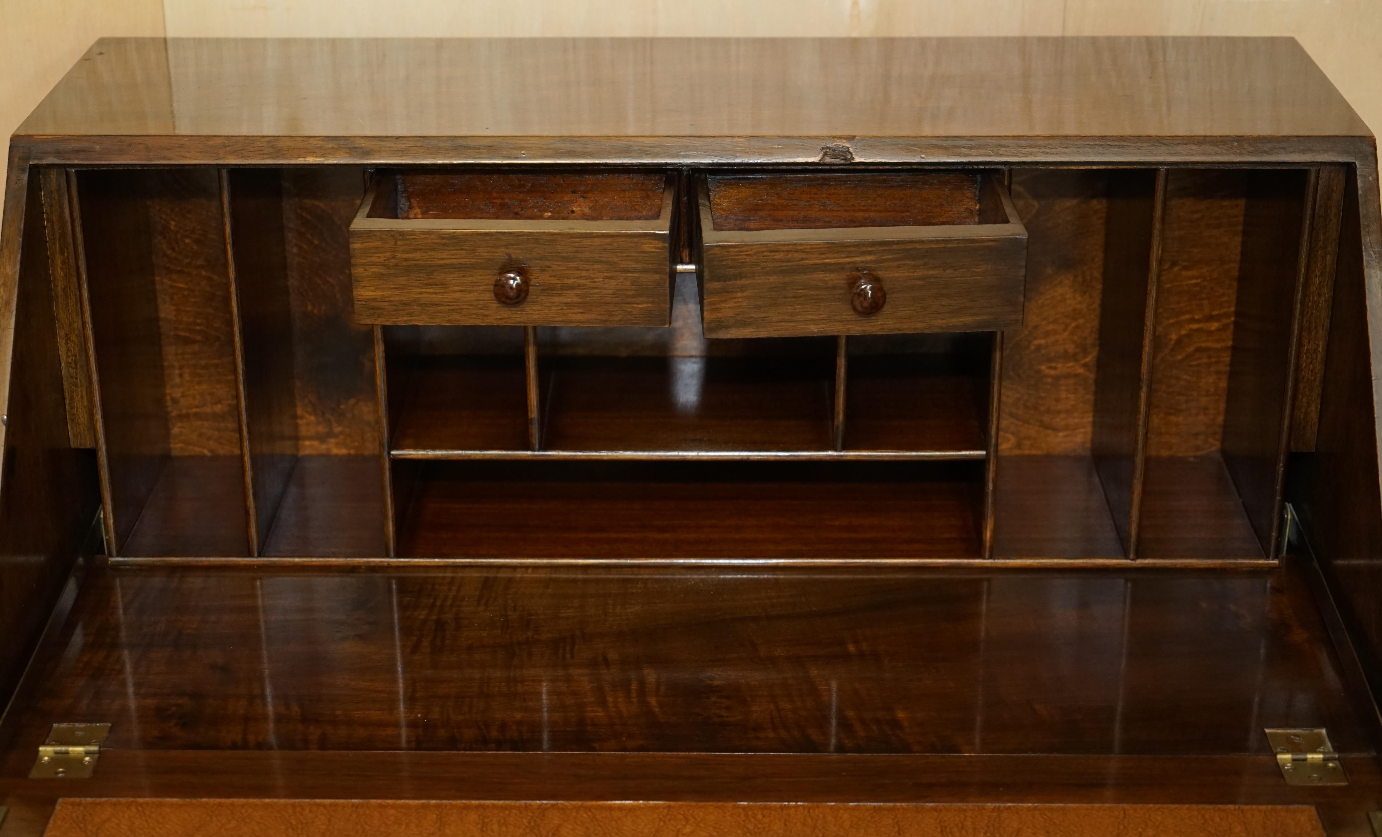 Stunning 1900s Burr & Burl Walnut Drop Front Bureau Desk Lovely Timber Patina For Sale 11