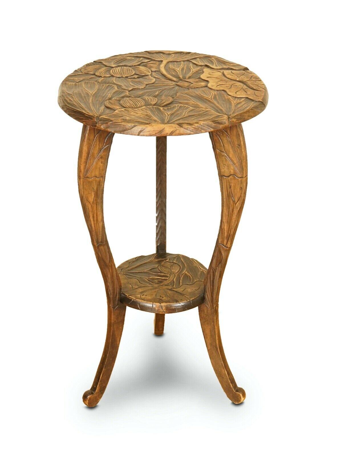 We are delighted to offer for sale this 1905's Liberty London heavily carved side table.
A very good-looking piece, it's hand-carved from top to bottom with floral detailing.
I have a similar table listed in my other items.
These pieces come in