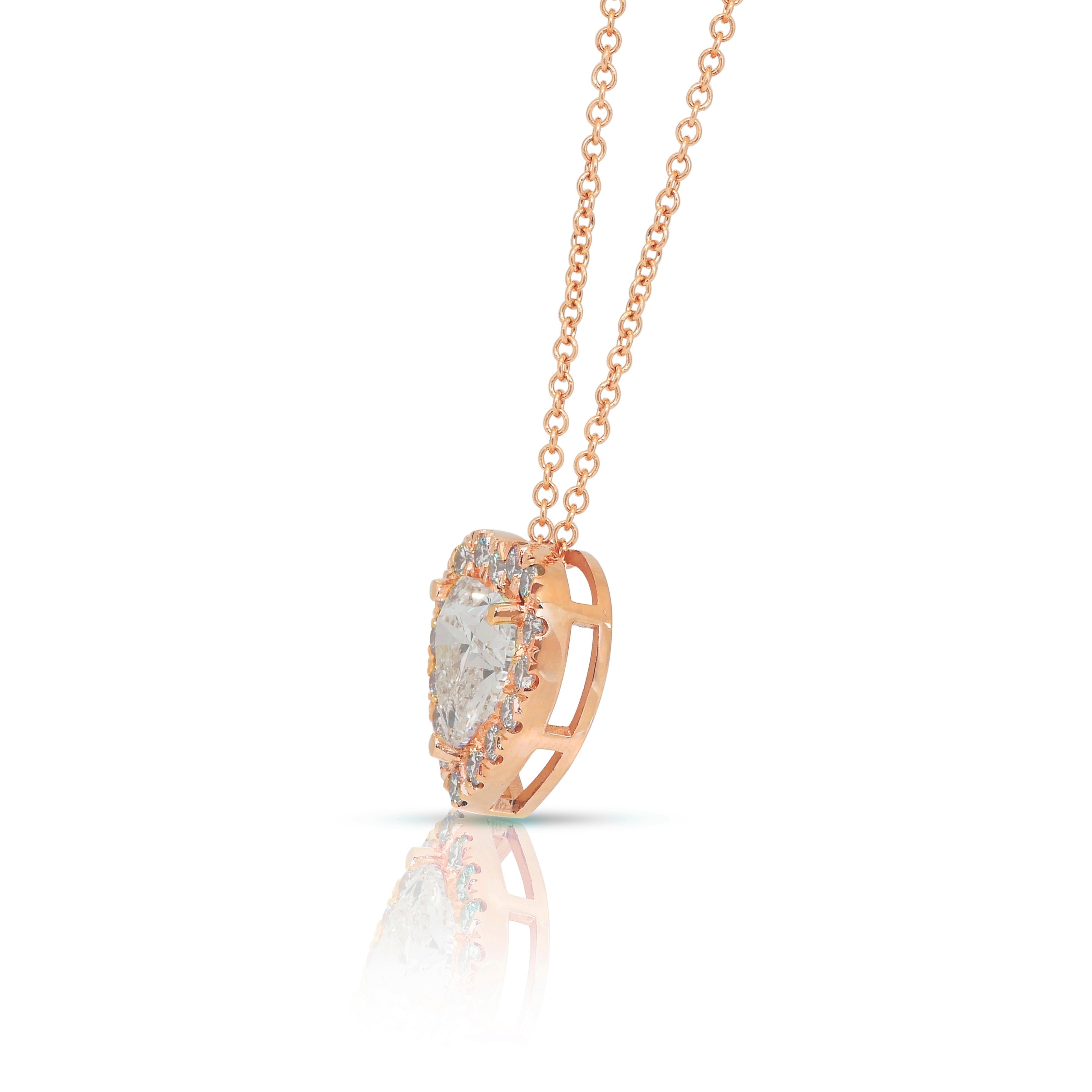 Splendida collana di diamanti da 1,91 carati con ciondolo a forma di cuore in oro rosa 18 carati - IGI in vendita 2