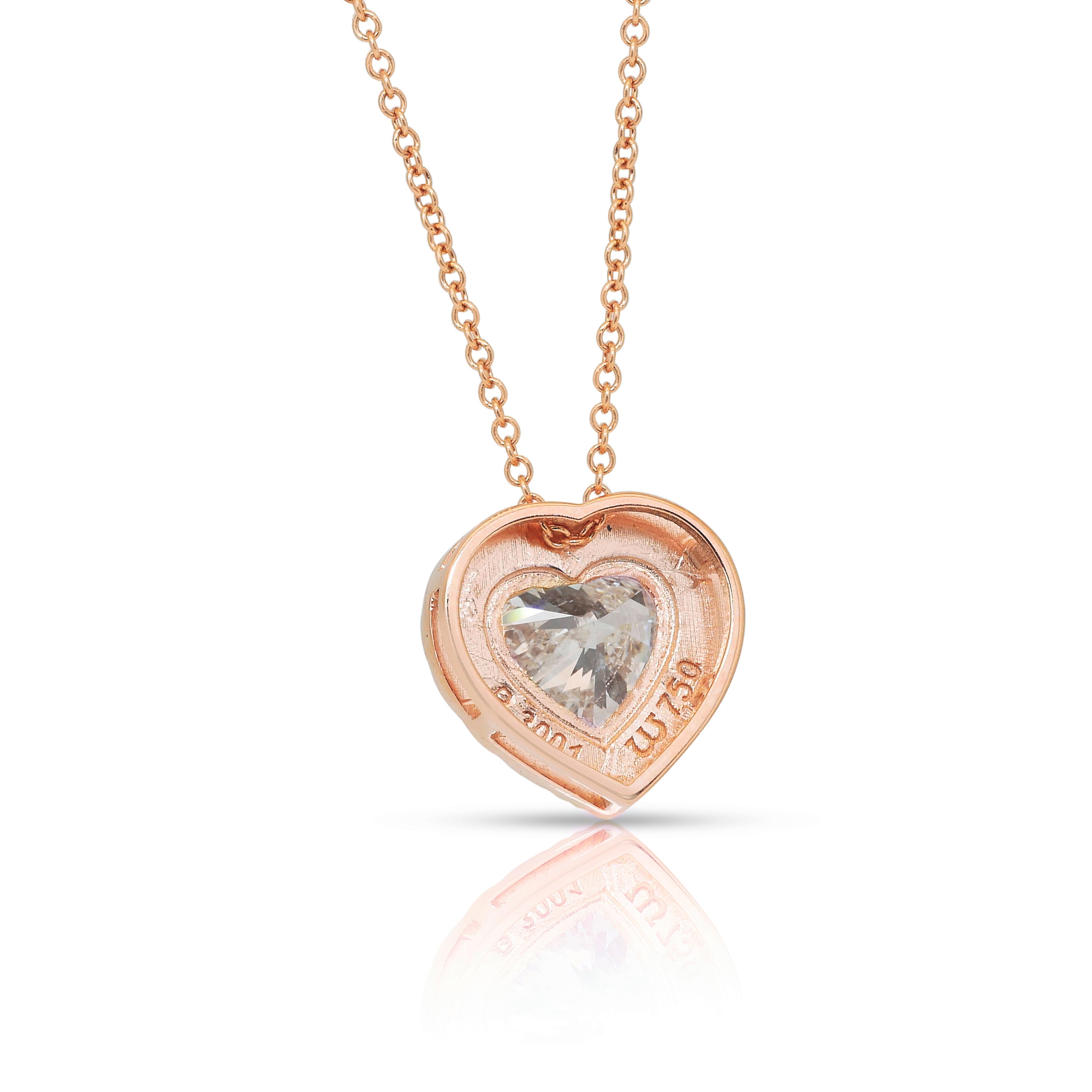 Splendida collana di diamanti da 1,91 carati con ciondolo a forma di cuore in oro rosa 18 carati - IGI in vendita 3