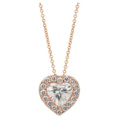 Superbe collier de diamants de 1,91ct avec pendentif en forme de cœur en or rose 18k - IGI