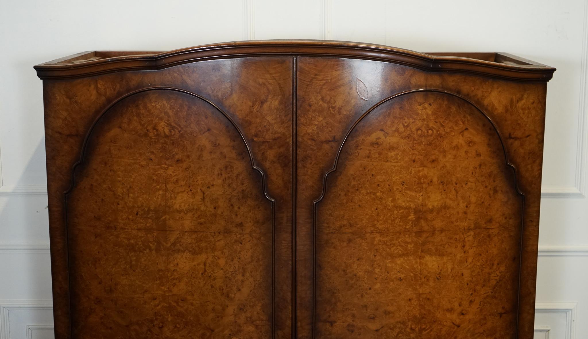 Hand-Crafted STUNNiNG 1920 MAPLE & CO LONDON BURR WALNUT DOUBLE WARDROBE