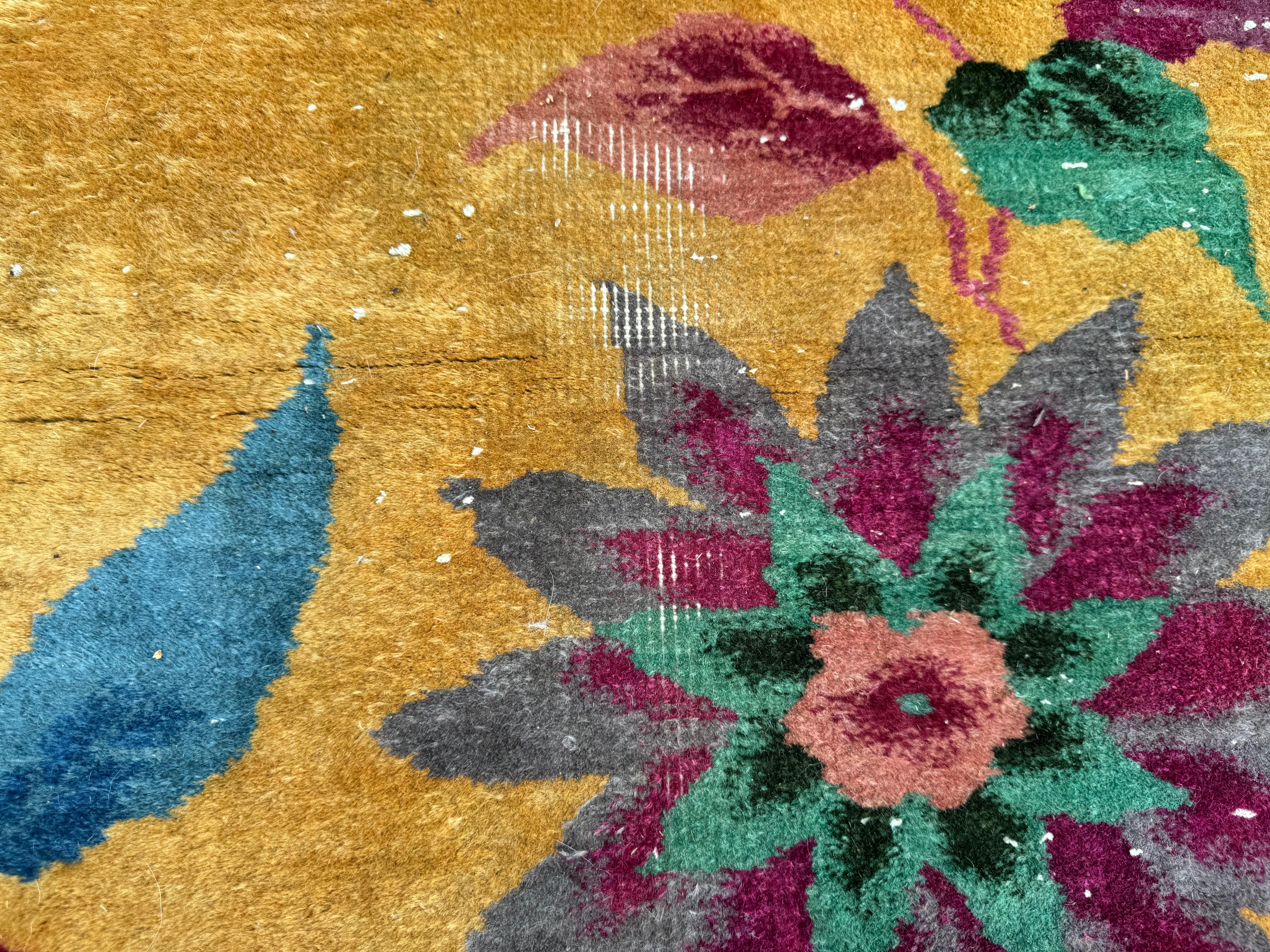 Hand-Knotted Stunning 1920s / 30s Chinese Art Deco Carpet , Nichols Workshop For Sale