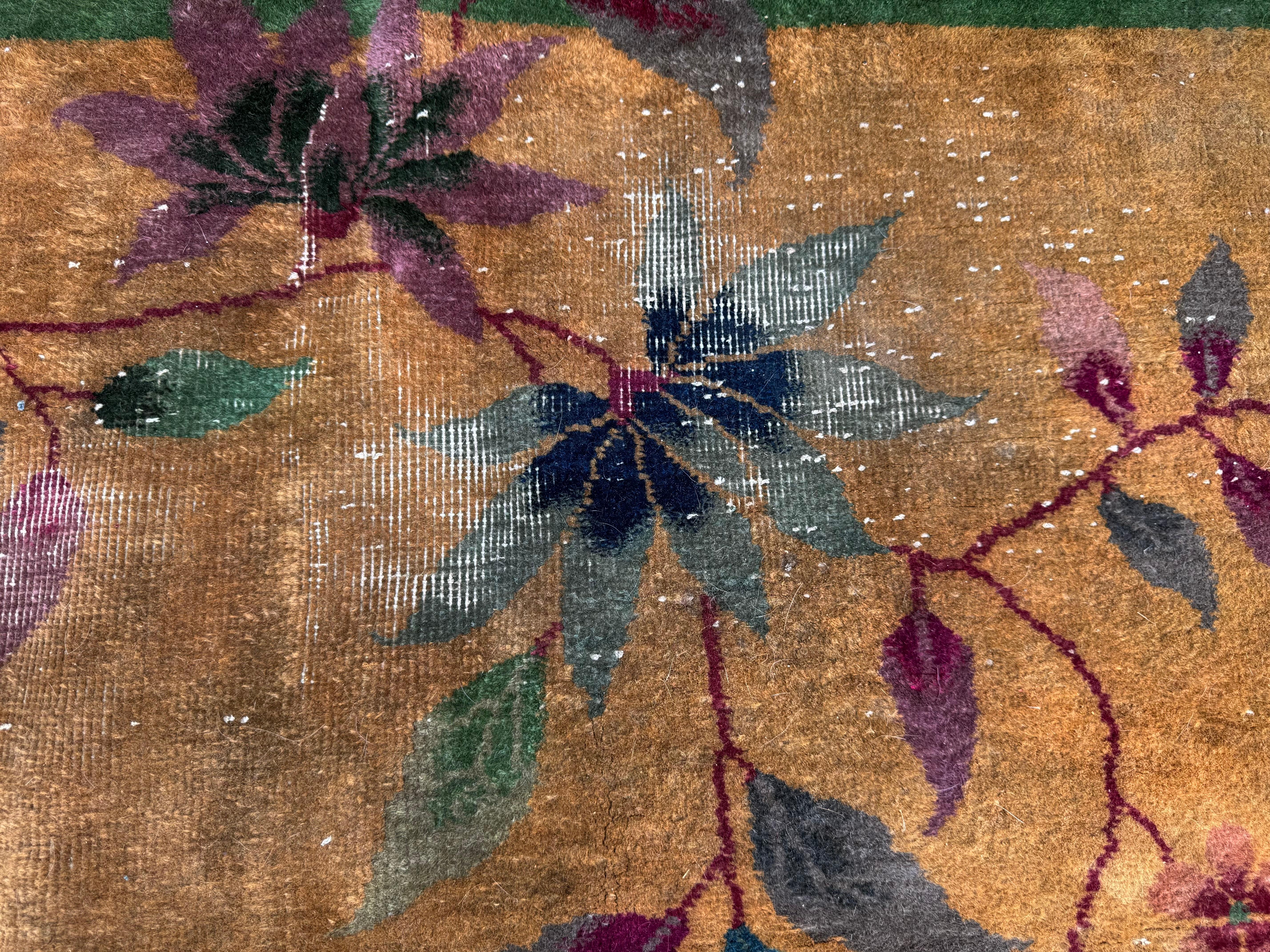 Stunning 1920s / 30s Chinese Art Deco Carpet , Nichols Workshop In Fair Condition For Sale In Buffalo, NY
