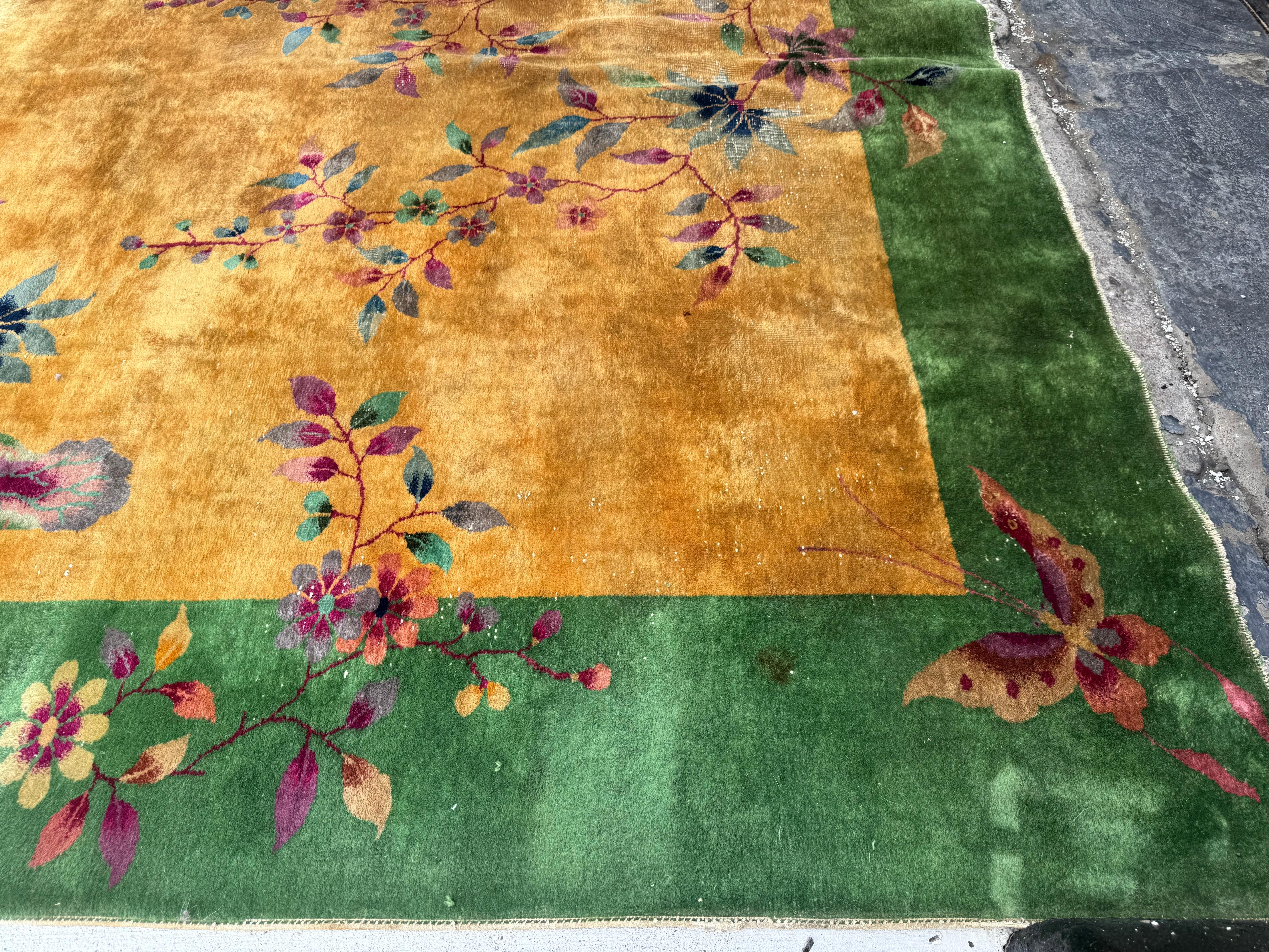 Mid-20th Century Stunning 1920s / 30s Chinese Art Deco Carpet , Nichols Workshop For Sale
