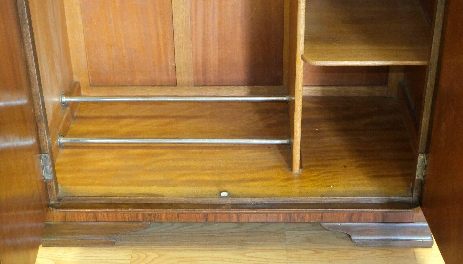 Stunning 1920's Art Deco Burr Small Walnut Wardrobe Serpentine Shape Doors 3