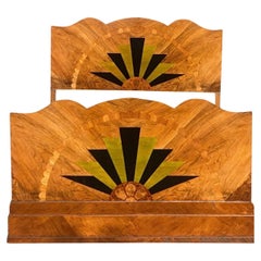Stunning 1920’s Art Deco Sunray Inlaid Double Bed