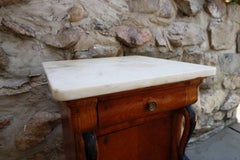 Stunning, 1920s Biedermeier Hardwood Marble Top Cabinet Swan Detail, Germany