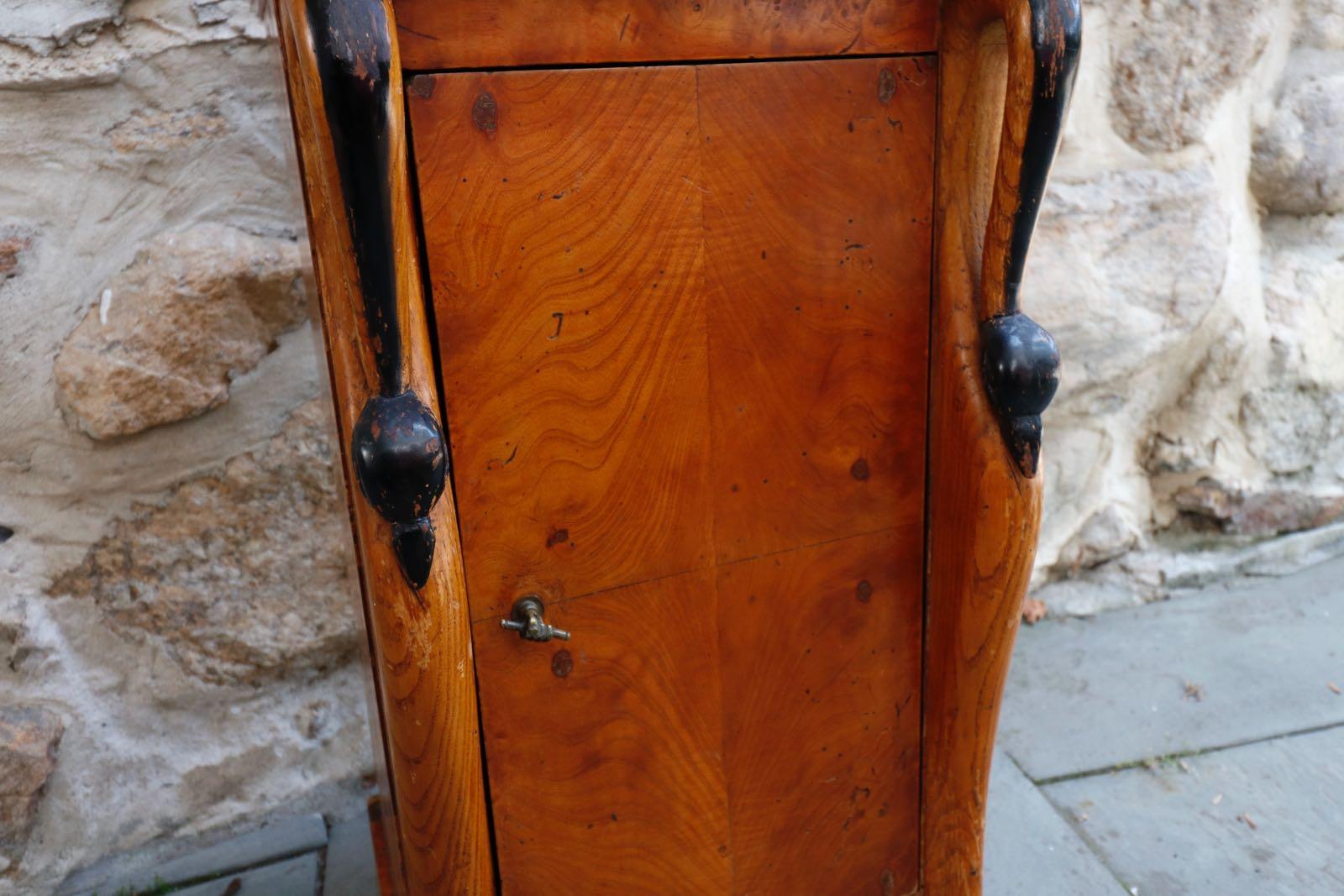 Stunning, 1920s Biedermeier Hardwood Marble Top Cabinet Swan Detail, Germany For Sale 3