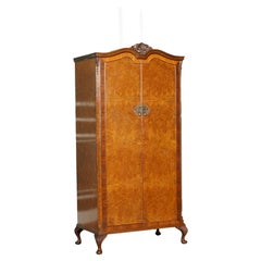 STUNNiNG 1920er HARRODS LONDON BURR WALNUT ART DECO TWO DOOR WARDROBE