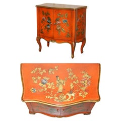 STUNNING 1920's Antique CHINESE CHINOISERIE GEISHA GIRLS LACQUER SIDE CABINET