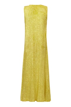 Stunning 1920s Yellow Panne Silk Burn Out Velvet Flapper Dress
